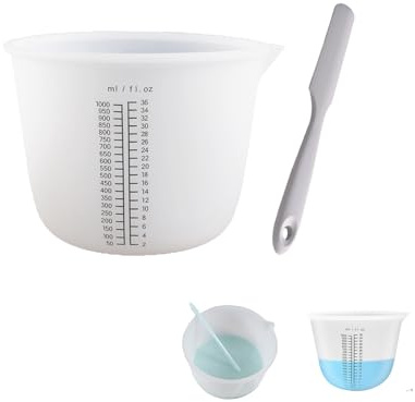 Yistoi Vasos Medidores de Silicona, Tazas Medidoras de Silicona, Tazas de Silicona para Resina, Hecho de Silicona, con Varilla Agitadora Adjunta, Apto para Fundición, Artesanías, Laboratorio, Cocina