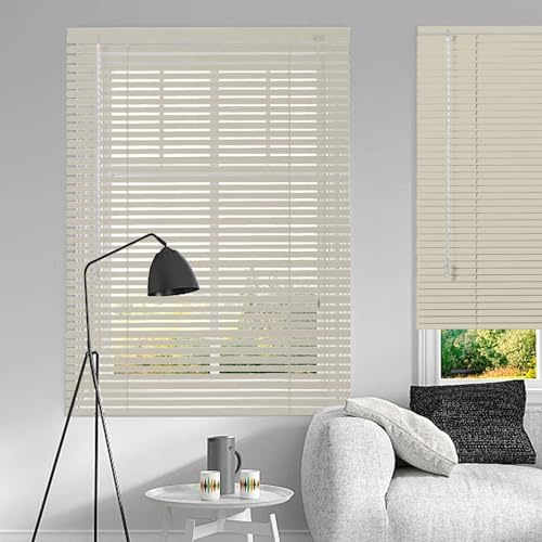 Aluminium Jalousie Horizontal Jalousien für Fenster 25mm Lamelle nach Maß Breite 30/40/45/60/75/90/100/105/120/135/145/160cm für Fenster Venezianische Jalousette(Cream)