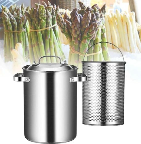 DLAZUM Cuiseur à pâtes en Acier Inoxydable 304, cuiseur Vapeur pour Asperges avec Panier-Filtre pour Restaurant et Cuisine Domestique