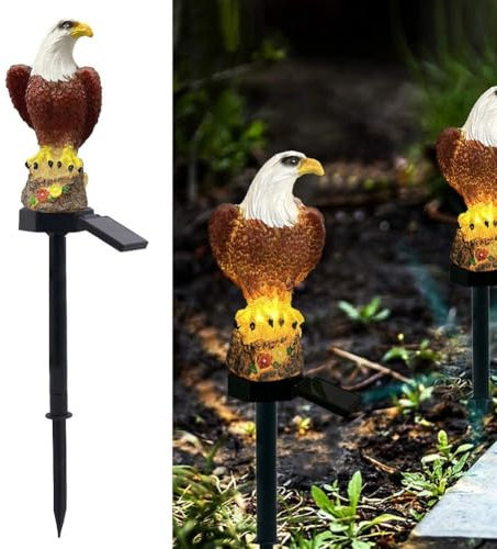 Luce solare del giardino dell'uccello a doppia testa, ornamento del prato inglese con funzionalità di illuminazione notturna