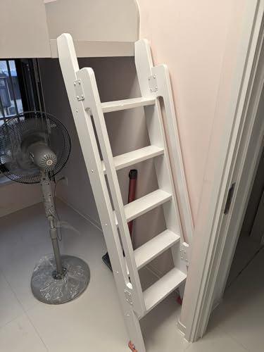 QSVPWNCBN Etagenbettleiter aus Holz, 10 cm Tiefe Trittleiter mit Sockel für Ersatzbetten in Anhängern/Wohnmobilen/Wohnmobilen, robuste Kletterleiter für Erwachsene/Wohnheimbett-Winkelleiter (weiß, 79