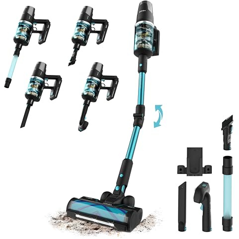 Cecotec Aspiradora Escoba sin Cable Conga Rockstar RX50 Pet Flex. 300AW, 750W, 30kPa, Motor Alto Rendimiento, Cepillo Hairless XL, Autonomía 90mins en Modo Eco, Tubo Flex, Luz LED y Cabezal Mascotas