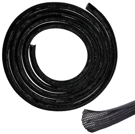 Gaine de câble à Fermeture Automatique Noire 25mm x 3m – Gaine tissée Anti-Rayures, isolée, résistante Chaleur – Protection câbles TV, Ordinateur, Maison, Bureau, véhicule