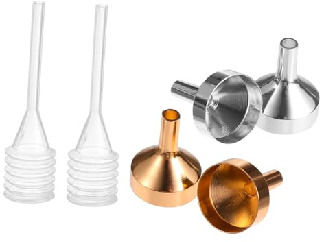 Baluue 12pcs Mini Metal Funnels Set with Dropper for Perfume Dispenser and Liquid Transfer Compact Aluminum Funnels for Filling Mini Bottles and Essential Oils Easy to Clean Household