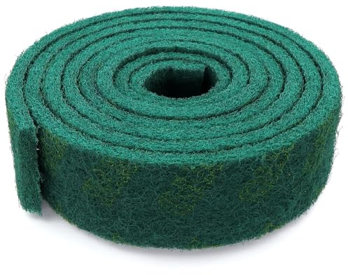 MISIQIMA Rollo de fieltro abrasivo de grano 240, 5 m × 10 cm, color verde, vellón pulido, vellon de limpieza, lana abrasiva, alfombrilla de vellón abrasivo para metal, madera, acero inoxidable