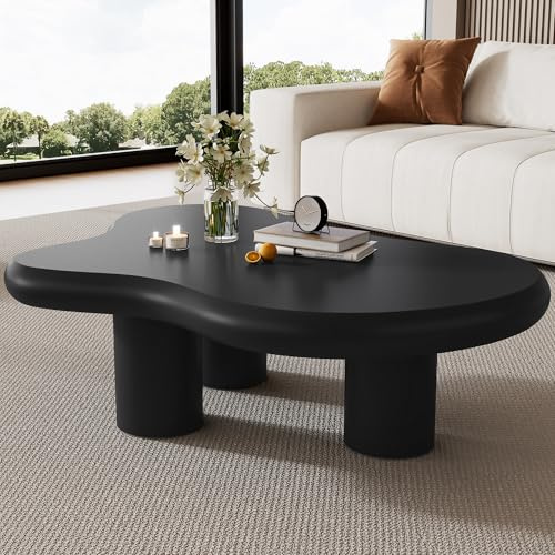 VIVCA Tavolino irregolare a forma di nuvola, lunghezza 97 cm, larghezza 67 cm, altezza 32 cm, MDF con base in feltro, superficie verniciata, tavolino creativo