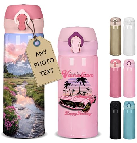Personalisierte Thermosflasche Mit Foto/Text,Personalisierte Trinkflasche Edelstahl 500/350Ml Double Wall Insulation Für Heiß- Und Kaltwasser Geeignet Für Sport Fitnessstudio Wandern, Geschenk (350ML)