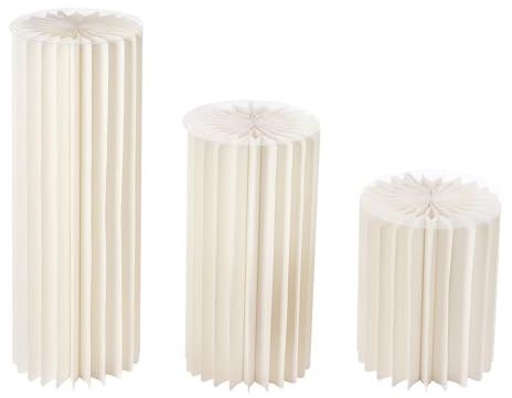Juego de 3 soportes para flores de papel con placas de PVC, columnas decorativas cilíndricas blancas de 40/60/80 cm, capacidad de carga 50 kg, para decoración de mesa, bodas, compromisos, cumpleaños