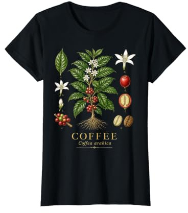 Coffee Coffea Arabica Vintage Botanical Anatomy Study Plate Value Graphic T-Shirt