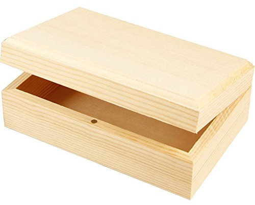 Creativ 576300 1-Piece Wooden Jewellery Box Magnetic Catch Lift Up Lid, Pine