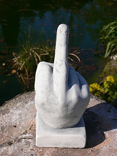 Stinkefinger Steinfigur Steinguss Hand Mittelfinger Finger + inkl. original Pflegeanleitung von Steinfiguren Welt