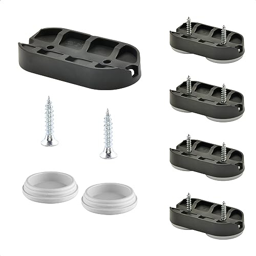 Wagner QuickClick® Stuhlgleiter 4er-Set zum Anschrauben, für Freischwinger mit Rundrohr I 4X Basis + 8X Schraube+Gleiteinsatz austauschbar - Kunststoff Hyper - 52 x 25 mm - Made in DE - 15831700