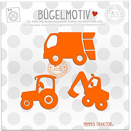 Bügelbild 3 Lieblingsfahrzeuge 6 bis 4,3 cm ORANGE Flockfolie Aufbügler Applikationen Bügelsticker für Stoffe Textilien Kinder zum Aufbügeln Flicken