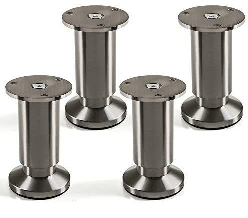 4er Set Möbelfüße Alpha verstellbar Schrankbeine Edelstahloptik gebürstet, belastbar bis 250 Kg, Höhe: 100 mm von SO-TECH