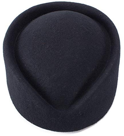 Lawliet Wool Stewardess Air Hostesses Pillbox Hut Millinery Teardrop Fascinator Base A040, schwarz, Einheitsgröße