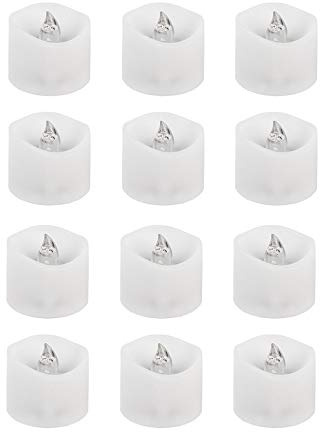 LED-Teelichter | LED-Kerzen | Ø 3,6cm | 3,2 cm hoch | warmweiß | mit Timer-Funktion (6 Stunden AN | 18 Stunden AUS) | 12 Stück