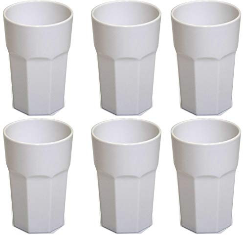 OMADA Design Set di 6 Bicchieri bar, per Cocktail, da bibita o long drink 42,5 cl, altezza 12,5 cm in plastica, infrangibili, impilabili forma ottagonale e lavabili in lavastoviglie linea Unglassy