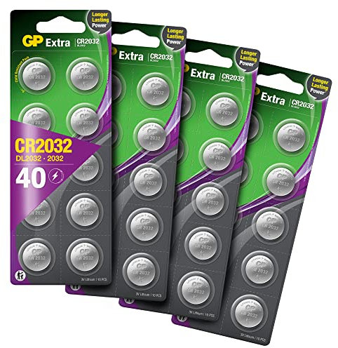 GP Extra Lithium Knopfzellen CR2032 3V | 40 Stück Batterien CR 2032 | 2032 Knopfzelle 3 Volt ideal als Airtag Batterie, für Autoschlüssel und vieles mehr