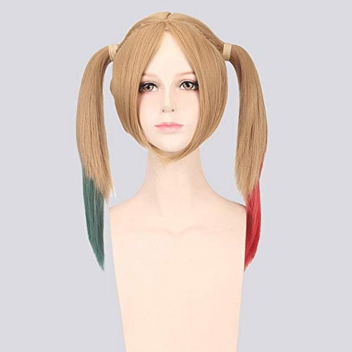 GJBXP Batman Selbstmordkommando Harley Quinn Harleen Quinzel Cosplay Perücke Kunsthaar Halloween Kostüm Pferdeschwanz Perücken Für Frauen Perucas PL-682