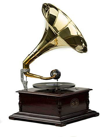 Gramophone Player 78rpm Square Phonograph Brass Horn HMV Vintage Wind up