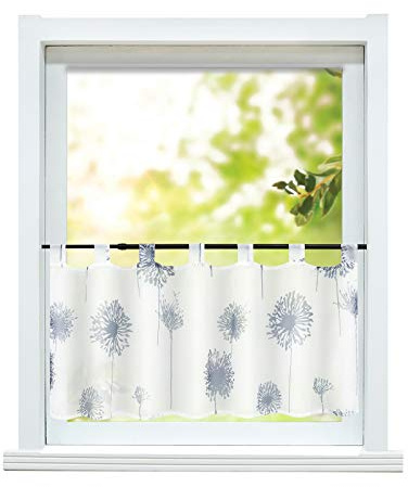 ESLIR Scheibengardine Modern Bistrogardine mit Schlaufen Küche Gardinen Transparent Vorhänge mit Löwenzahn Muster Kurzgardine Voile 1 Stück HxB 60x140cm 1 Stück