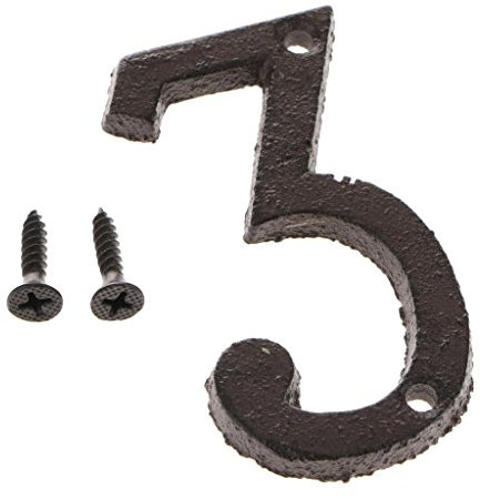 Numeri civi/numeri civi/numeri di casa dell'hotel in ferro battuto nero da 0 a 9 cifre placcate in metallo per targa indirizzo – nero, numero 3 nero numero 3