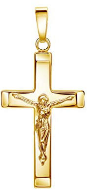 JEVELION Kruzifix Kreuz-Anhänger Goldkreuz Jesus Christus für Damen, Herren und Kinder als Kettenanhänger 333 Gold 8 Karat