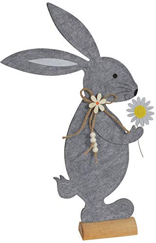 CHICCIE Hase Holz-Sockel Grau 52cm - Osterdeko Ostern Frühlingsdeko Dekofigur