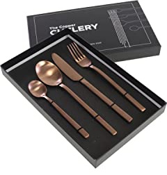 Golden Cutlery Set 4 Pieces Copper Matt Stainless Steel Kitchen Set Table New