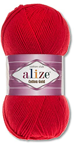 Wohnkult Alize 100 g Cotton Gold Premium Wolle in 59 Sommerwolle Garn Stricken Amigurumi (56 | Rot)