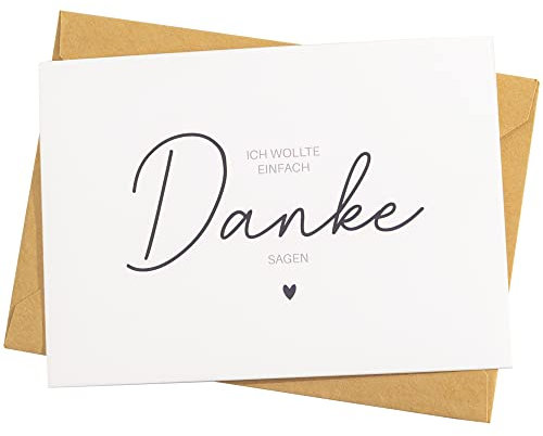 GOCOHHI 5 Karte Danke A6 mit Naturkuvert und Dankeschön Aufkleber Grußkarte zum Danke sagen Blanko Karten