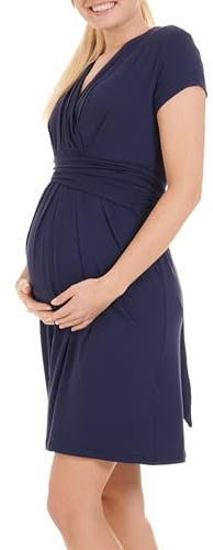 Herzmutter Robe de Grossesse été - Robe de Maternité - Robe d'allaitement - Mini Robe avec Look Portefeuille - Robe pour Femme Enceinte et Allaitante - 6800
