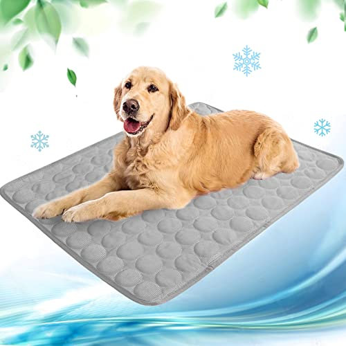 Kühlmatte für Hunde Pet Dog Cooling Mat Selbst Kühlende Hundematte Hunde Kühl Hundedecke Hundematte Sommer wasserdichte rutschfeste hundematte für Zuhause Unterwegs oder im Auto(grau,100x70cm)
