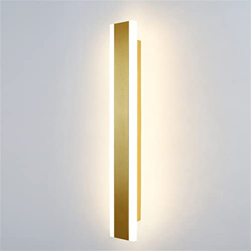 LED Lange Lichtleiste Wandlampen Innen Dimmbar Modern Wandleuchten 3 Farbtemperatur Einstellbar Aluminium Acryl Wandlicht Up Down Wandbeleuchtung Schlafzimmer Wohnzimmer Treppen (Gold,80cm 38W)