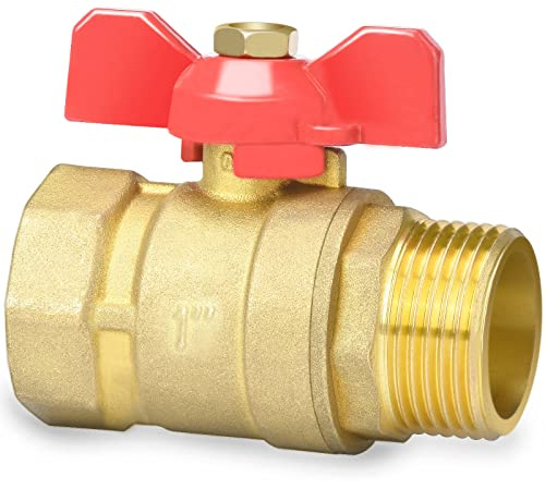 Noosverl Brass Ball Valve 1 inch, Full Flow, Inside Outside Wing Handle, Temperature Resistance -20 °C to +110 °C
