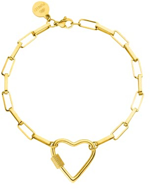 PURELEI Pulsera Palekana Heart (oro, plata, oro rosa), pulsera para mujer de fantasía de acero inoxidable, resistente al agua con colgante en forma de corazón, ajustable de 16-19 cm, 19 centimeters