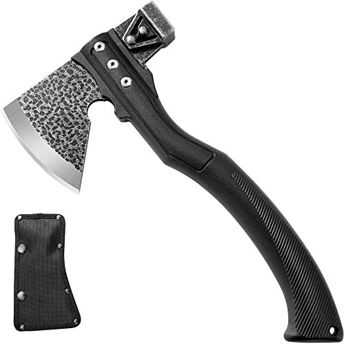 TESCOACH Schneideaxt, 26,7 cm, Camping-Beil für Holz, ergonomisch, gebogener Anti-Rutsch-Griff, tragbare Scheide (0,5 kg)
