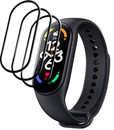 GMUJIAO Paquete de 3 Pack de Pantalla para Xiaomi Mi Band 7,Borde Curvo 3D,Antiarañazos,Sin Burbujas,HD,Película Protectora Flexible Ultra Irrompible [Antiarañazos]-Negro