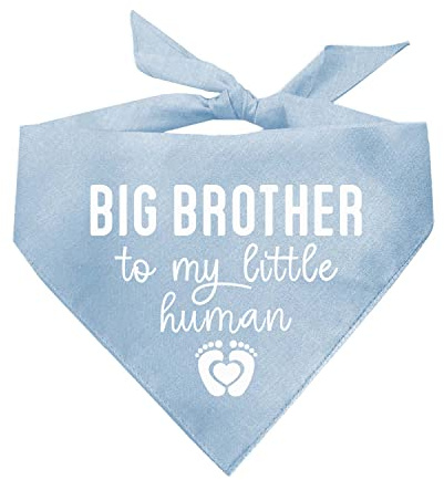 Big Brother to My Little Human Dog Bandana, 100% Baumwolle, verstellbares Dreieck, Schwangerschaftsankündigung, Fotoshooting-Requisite, Geschlechtsoffenbarung, Babyblau