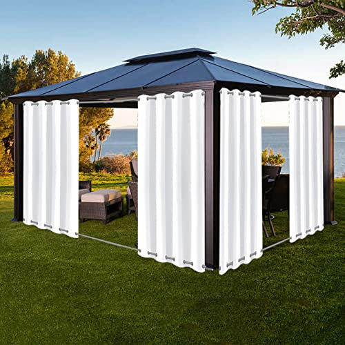 XUIAQZW Outdoor Vorhang Wetterfest mit Ösen Oben und Unten 150x250(BxH) cm Terrasse Vorhänge Outdoor Gardinen Wasserdicht Sonnenschutz & Windschutz Balkon Vorhang Blickdicht Ösenschal