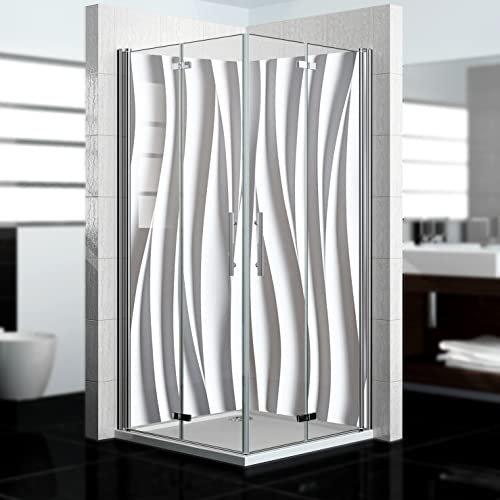 dedeco Abstrait V6 Panneau de douche d'angle imperméable 2 x 80 x 200 cm en aluminium pour remplacement de carrelage, mur décoratif, revêtement mural et plaque de douche