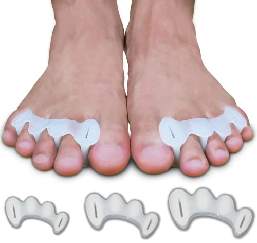Toe Separators for Foot Alignment- Strengthening and Balance- For Hammertoes, Bunions, Plantar Fasciitis, Hallux Valgus – Spreaders- Size Large (1 pair)