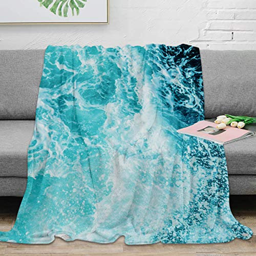 Boceoey Kuscheldecke Flauschig Blau Meer Decke Sofa Flanell Fleecedecke, Weich Warme Decken als Sofadecke Wohndecke Couchdecke Tagesdecke, Leichte Decke 200x200 cm