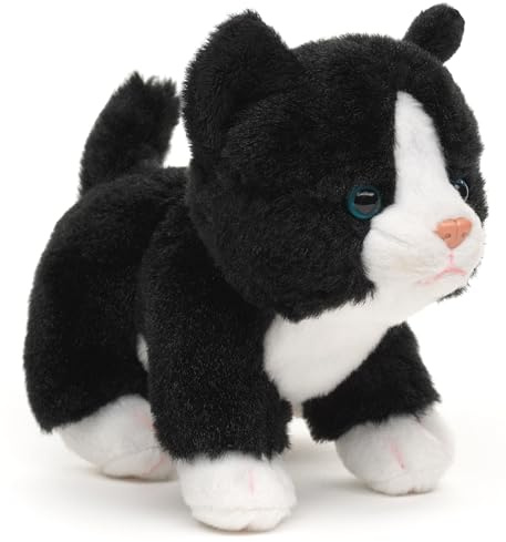 Uni-Toys - Katzen-Baby (schwarz-weiß), stehend - 13 cm (Höhe) - Plüsch-Kätzchen - Plüschtier, Kuscheltier, HT-30306