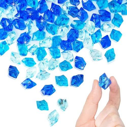 VIEVRE 100 Stück Edelsteine für Kinder,Edelsteine Kinder,Glassteine Blau,Deko Kristallsteine,Edelstein Kinder,Acryl Diamanten Kinder,Blau Diamanten Deko,Muggelsteine Bunt Kinder,Diamanten Kinder