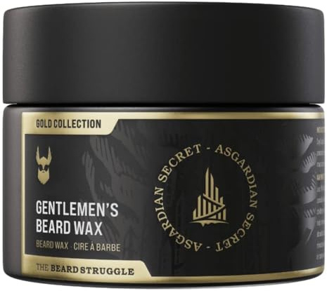 Gentlemen's Beard & Mustache Wax for Men by Beard Struggle - Viking Beard Wax Helps to Tame Style & Groom - Gold Collection - Asgardian Secret - Moustache Wax, 50g / 1.76 US. oz.