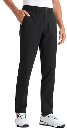 CRZ YOGA Men's All Day Comfy Golf Pants - 30 Quick Dry Lightweight Work Casual Trousers with Pockets Black 34W x 30L