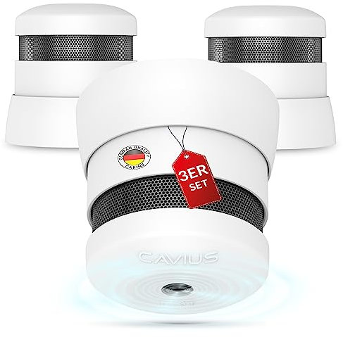 Cavius Rauchwarnmelder x3 mit 10 Jahren Garantie und fest eingebauter 10- Jahres Lithium Batterie Modell 2007 Der kleinste Rauchmelder der Welt