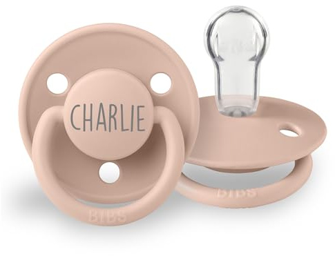 Gutmarkiert Schnuller BIBS personalisierbar mit Namen - Silikon für Babys | Spülmaschinenfest - BPA-frei - leicht zu reinigen - Babyschnuller - 0-36 Monate - für Jungen und Mädchen - Farbe Hellrosa