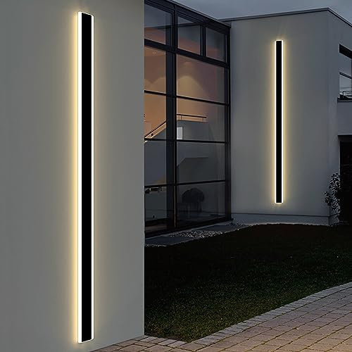 Mikeru Lange Außenwandleuchte 180cm, 3000K-Warmweiße Außenwandleuchten 60W Garten Außen LED Lichtleiste mit Netzstrom IP65 Wandmontierte Schwarze Wandleuchten für Flur, Veranda, Balkon